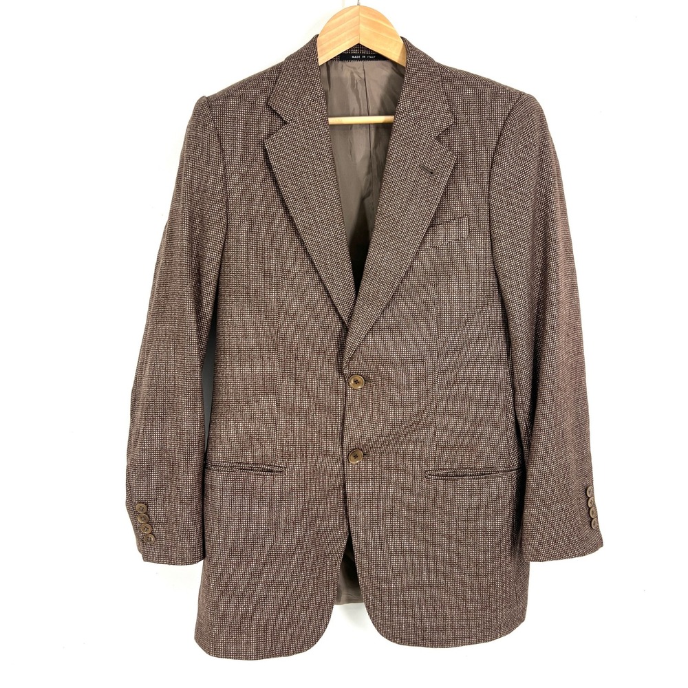 Armani Collezioni Brown Micro Check Blazer Sport Coat Italy 38R Saks Fifth Ave